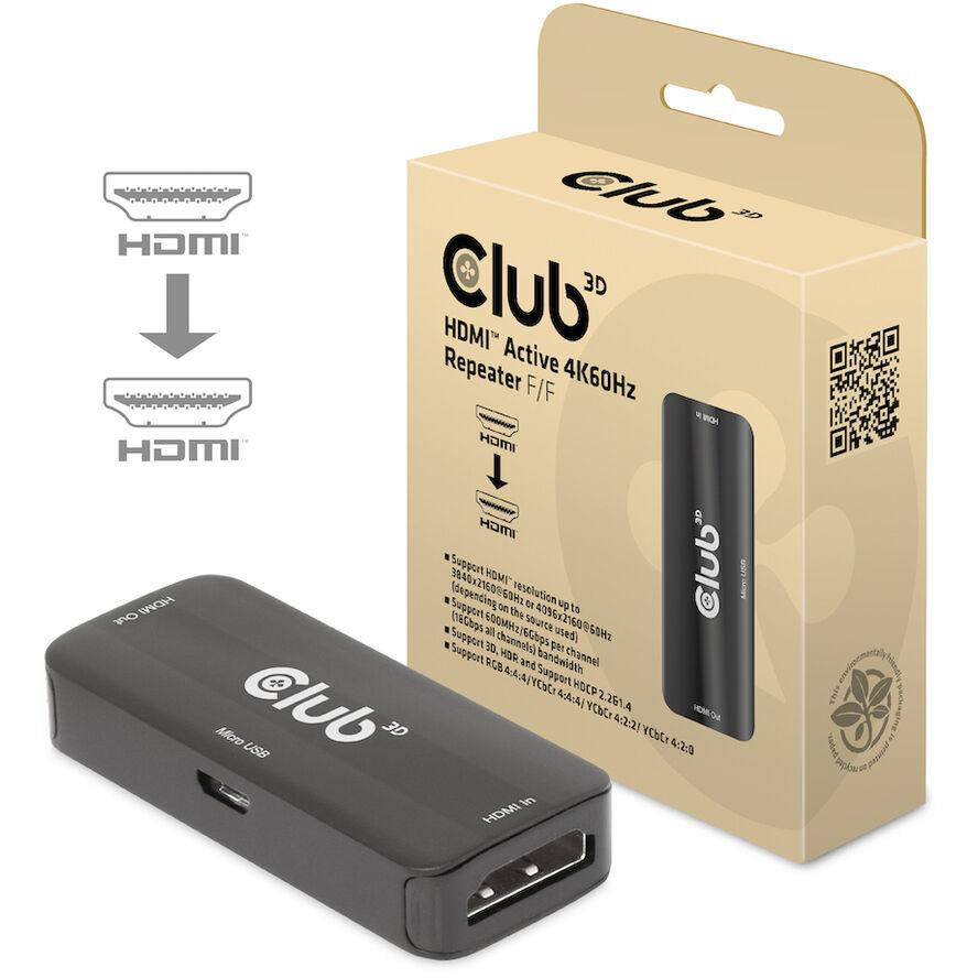 Club3D Repeater HDMI > HDMI 4K60Hz aktiv Bu/Bu retail (CAC-1307)