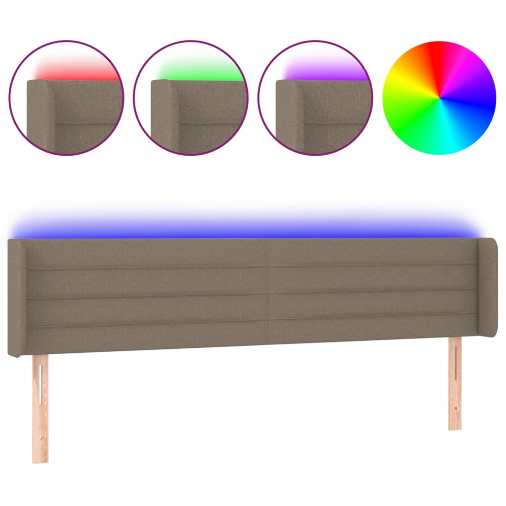 tópszínű szövet LED-es fejtámla 163 x 16 x 78/88 cm (3123386)