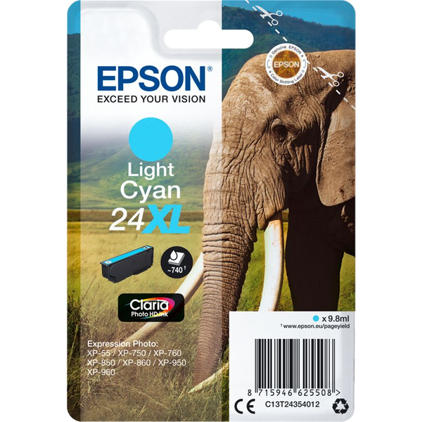 Epson Elephant C13T24354012 blækpatron 1 stk Original Højt (XL) udbytte Lys cyan