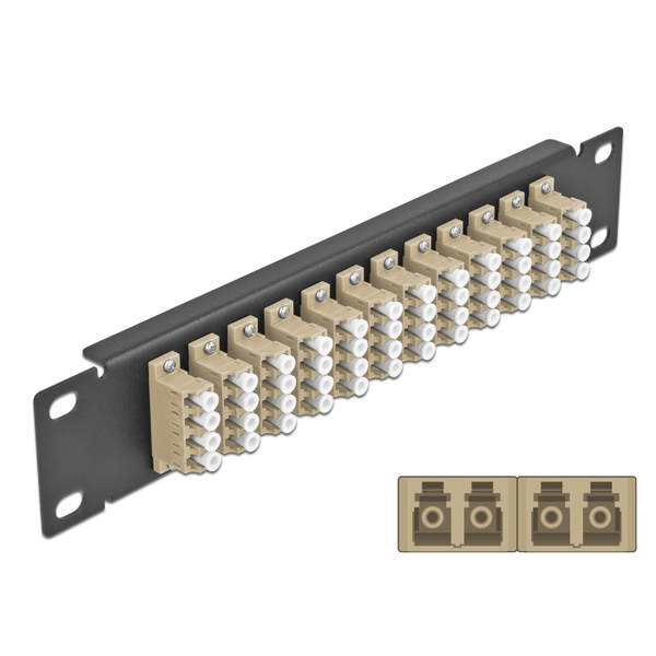 Delock 10? LWL Patchpanel 12 Port LC Quad beige 1 HE schwarz