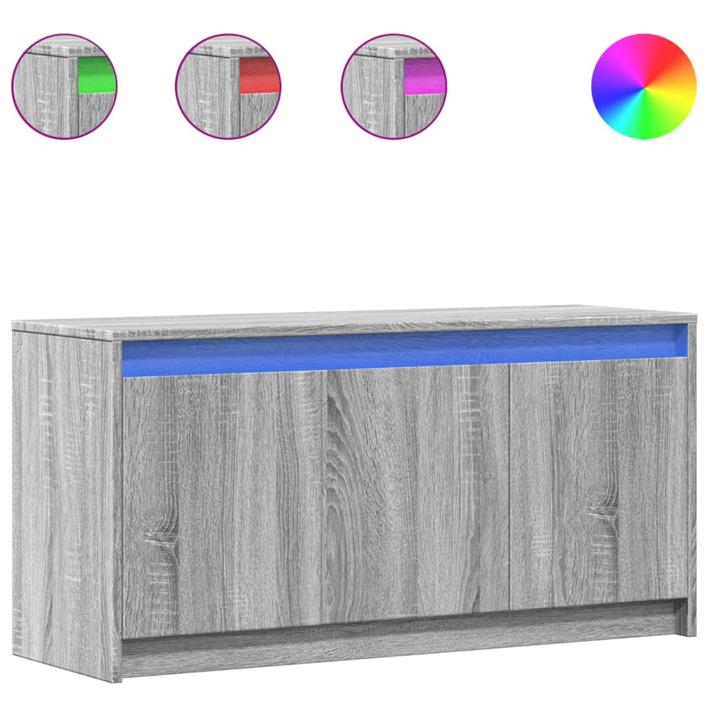 szürke sonoma színű szerelt fa LED-es TV-szekrény 100x34x50 cm (852213)