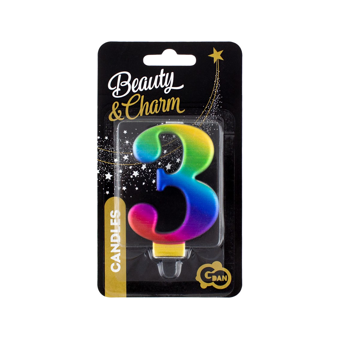 Szivárvány színű születésnapi gyertya, 8 cm - 3 (SCG3)