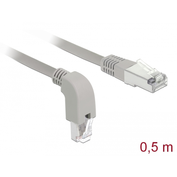 Delock Hálózati kábel RJ45 Cat.6 S/FTP, lefelé néző / egyenes 0,5 m