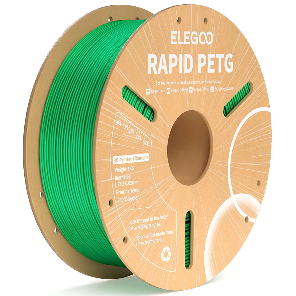 Elegoo RAPID PETG - 1,75mm, 1kg, Cardboard Spool, Green (ELEEG240451)
