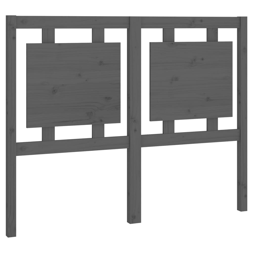 szürke tömör fenyőfa ágyfejtámla 125,5 x 4 x 100 cm (817932)