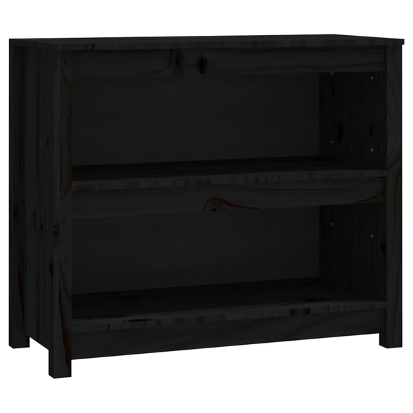 fekete tömör fenyőfa könyvszekrény 80x35x68 cm