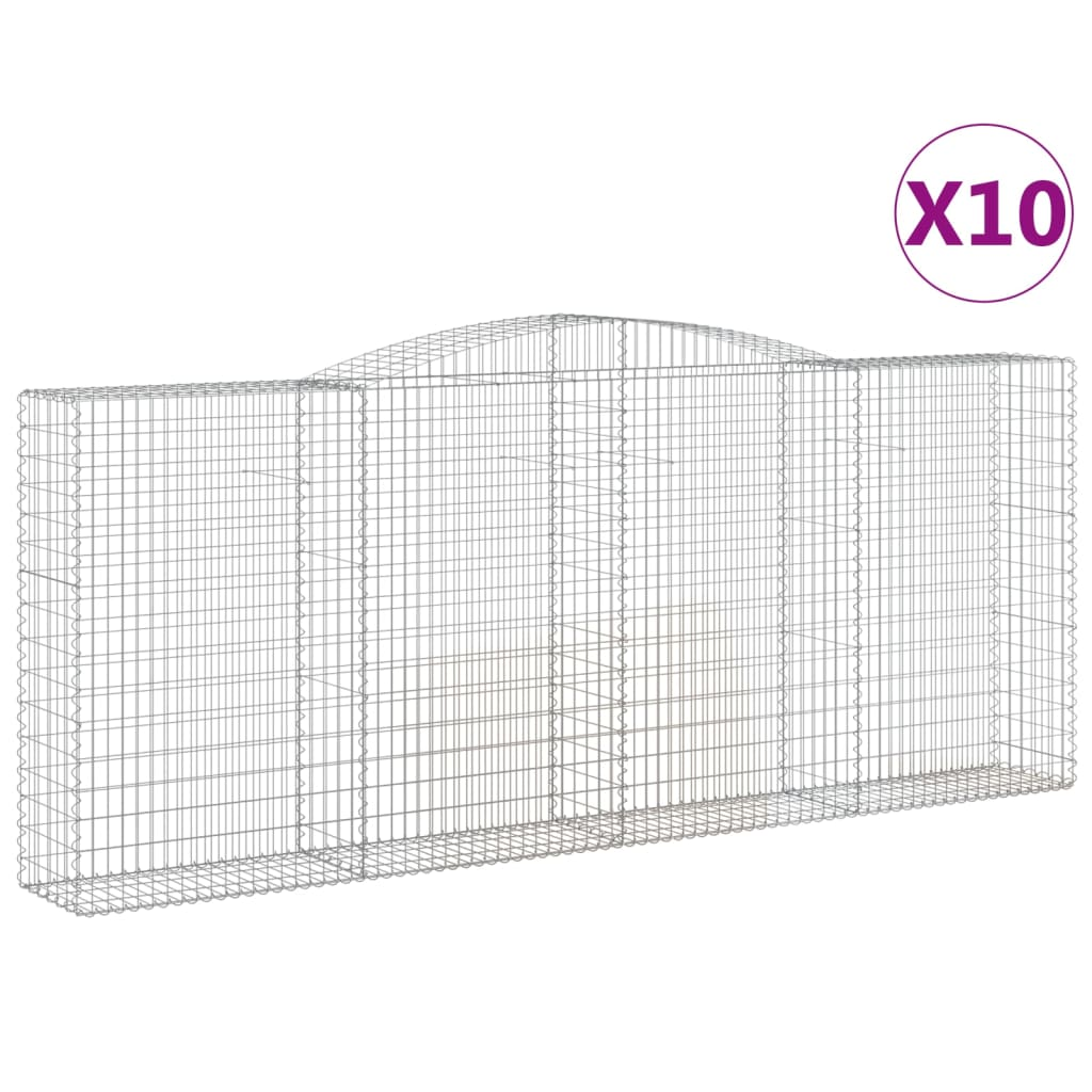 10 db íves horganyzott vas gabion kosár 400x50x160/180 cm (3147043)
