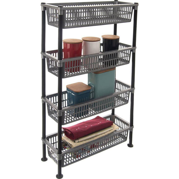 Koupelnový regál Korona Shops černý, odstíny šedé 20 x 50 x 80 cm