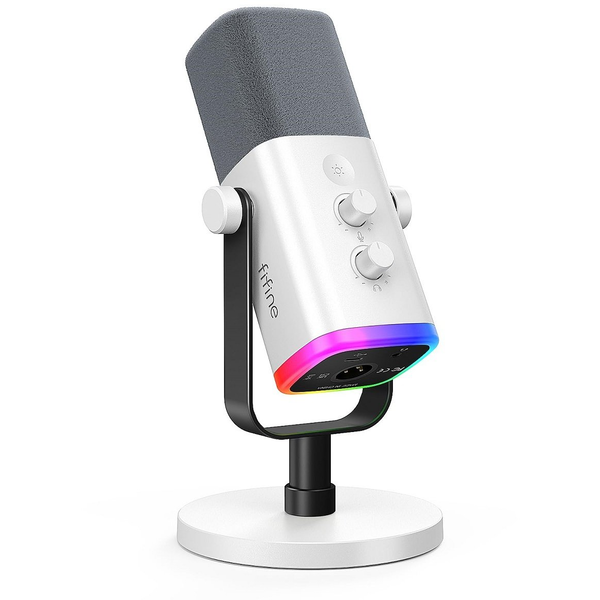 FIFINE AM8W dinamikus asztali mikrofon USB XLR állvánnyal fehér AM8W