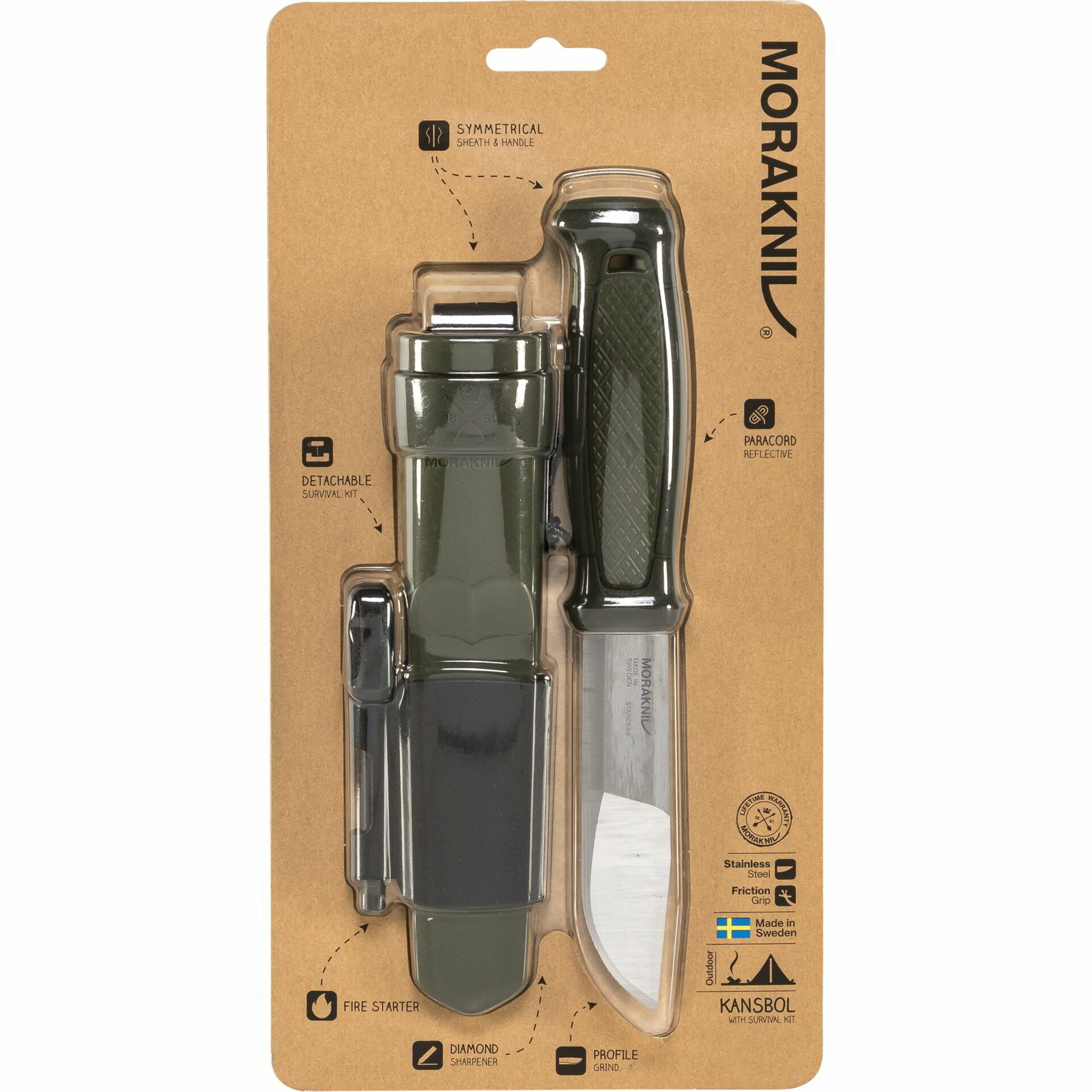 Morakniv Kansbol Túrakés 226mm + Túlélő Kit - Zöld (13912)