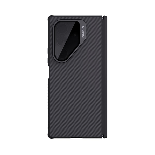 Nillkin CARBOPROP szilikon telefonvédő (ütésállóság, aramid bevonat, kitámasztó, MagSafe, karbon minta) FEKETE Samsung Galaxy Z Fold7 (SM-F966) (GP-176560)