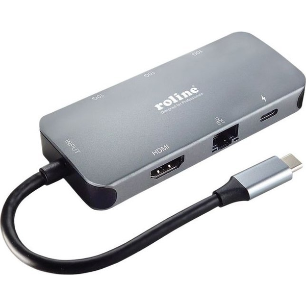 Roline USB-C® dokkoló állomás Alkalmas (márka): univerzálny USB-C® tápellátás