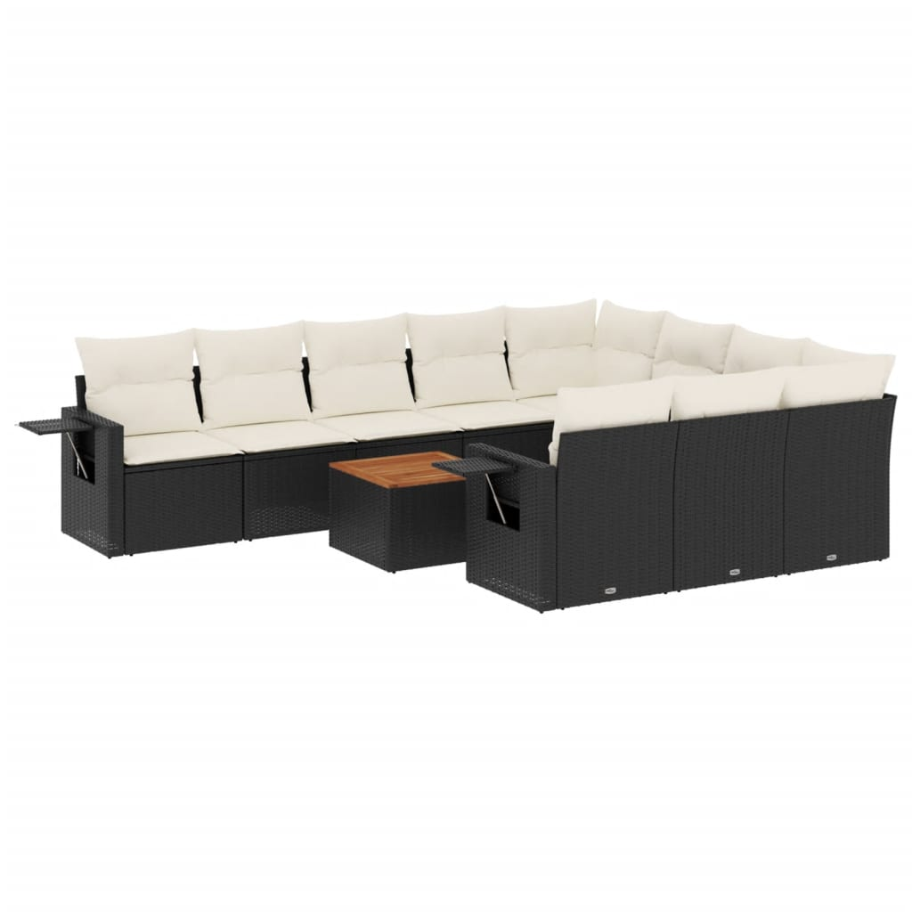 11 részes fekete polyrattan kerti ülőgarnitúra párnákkal (3224740)