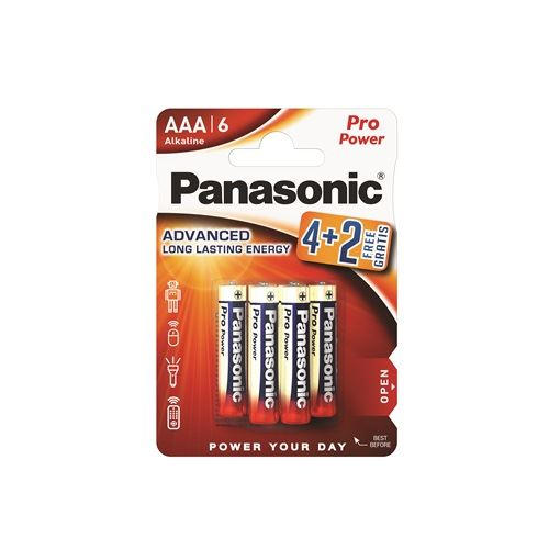 Panasonic 1.5V Alkáli AAA ceruza elem Pro power (6db / csomag) (LR03PPG/6BP 4+2F) (LR03PPG/6BP 4+2F)
