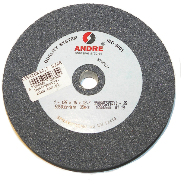 ANDRE ŚCIERNICA PŁASKA 125mm x 16mm x 12,7mm 95A60K5VTE10-35 SZARA "TYP 1"