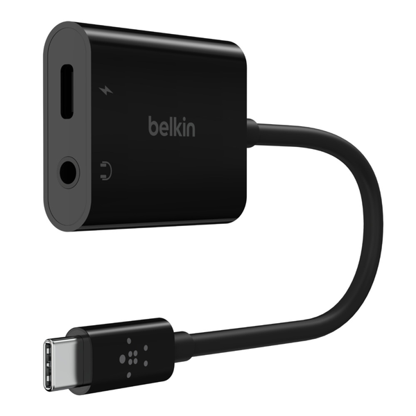 Belkin RockStar Adaptér USB-C na 3,5mm Jack a USB-C 60W, černý