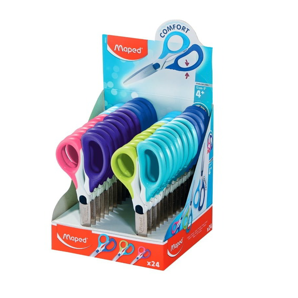 Maped Sensoft Asym 13 cm iskolai olló display - Vegyes (24 db)
