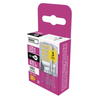 EMOS LED izzó Classic JC / G9 / 4 W (40 W) / 470 lm / természetes fehér. 2db/doboz (DBKF-EMZQ9545-2)