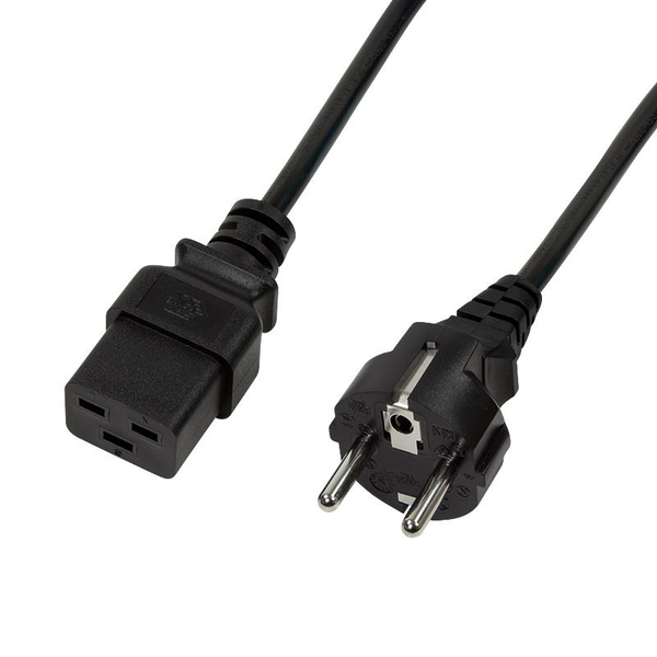 LogiLink Power Cord, CEE 7/7-IEC C19, black,  1,00m