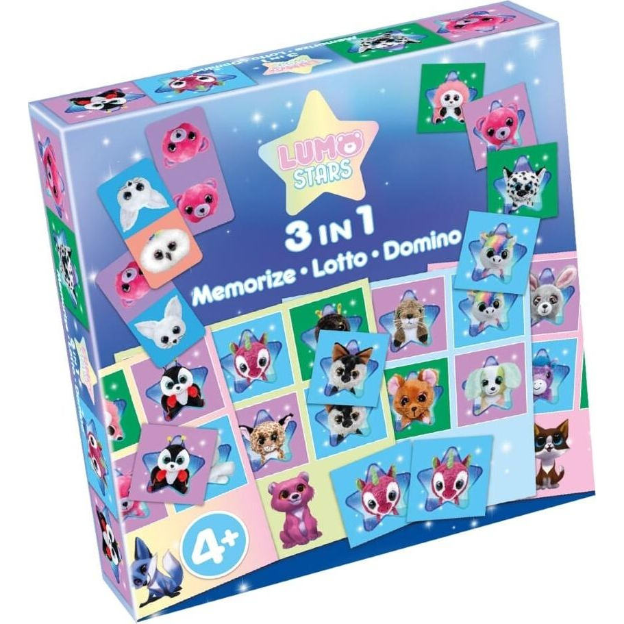 Tactic Lumo Stars 3-in-1 : Memo, Lotto, Domino Kartová hra Hľadanie zhody