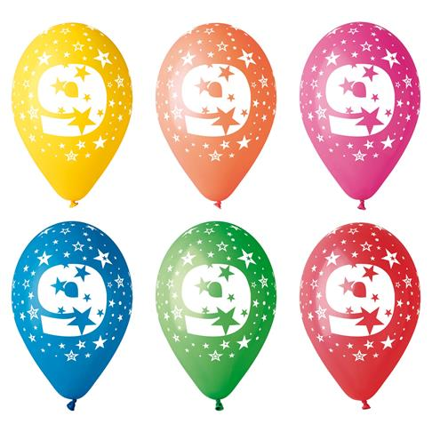 Léggömb 26cm - 9-es szám (5db) (11-PRINT9)