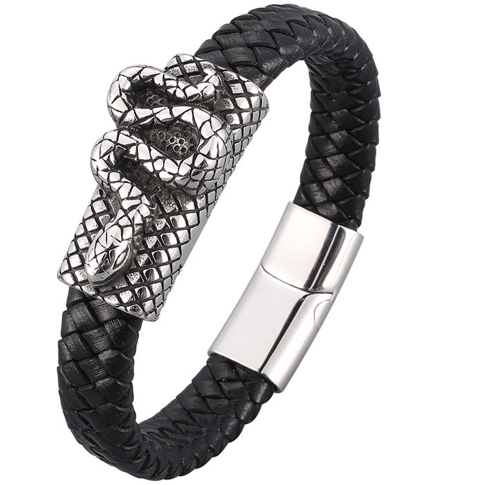 Predator Q1 bőr karkötő 20,5 cm - kobra PD1030 (15547)