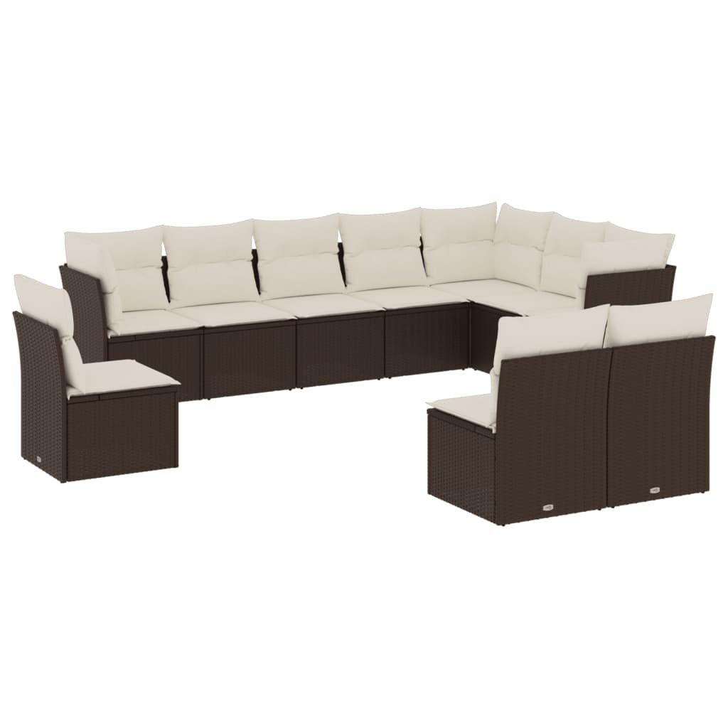 10 részes barna polyrattan kerti ülőgarnitúra párnákkal (3217803)