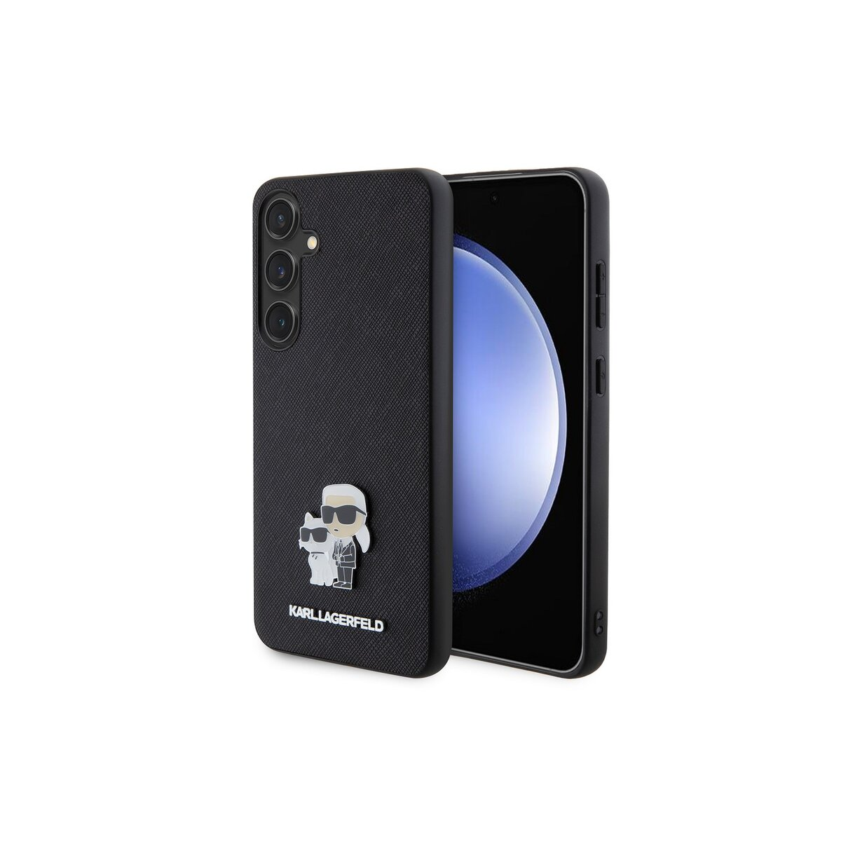 Karl Lagerfeld Saffiano Metal Pin Samsung Galaxy S24+ tok - Fekete/mintás (KLHCS24MPSAKCMPK)