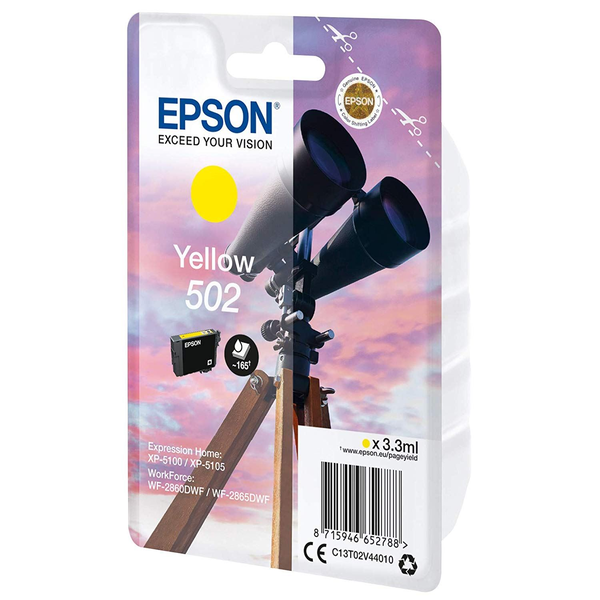 Epson 502 blækpatron 1 stk Original Standard udbytte Gul