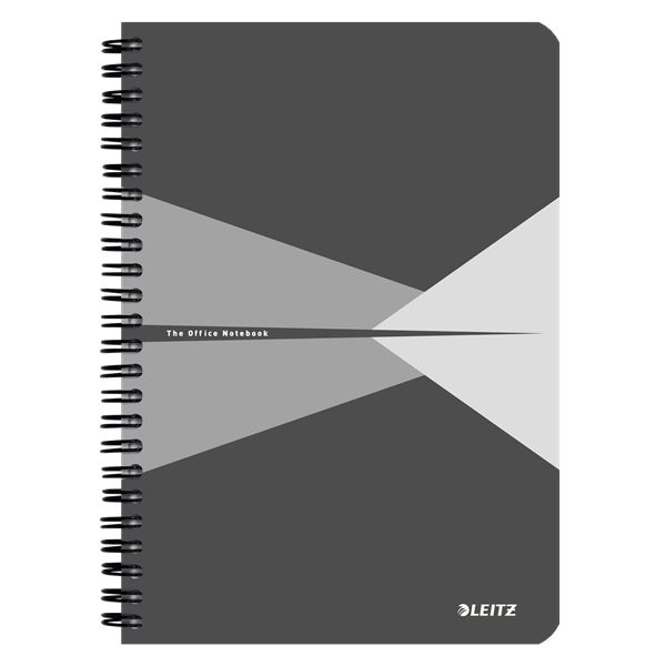 Leitz Office spirálfüzet karton borítóval, A5, vonalas szürke (44590085) (leitz44590085)