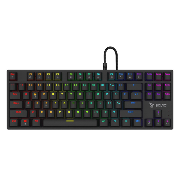 Механична гейминг клавиатура Savio TEMPEST X2, RGB осветление, QWERTY US International, черна