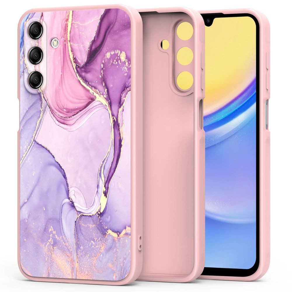 Samsung Galaxy A15 4G / A15 5G SM-A155F / A156B, Szilikon tok, márvány minta, TP Mood, lila (5906203690176)