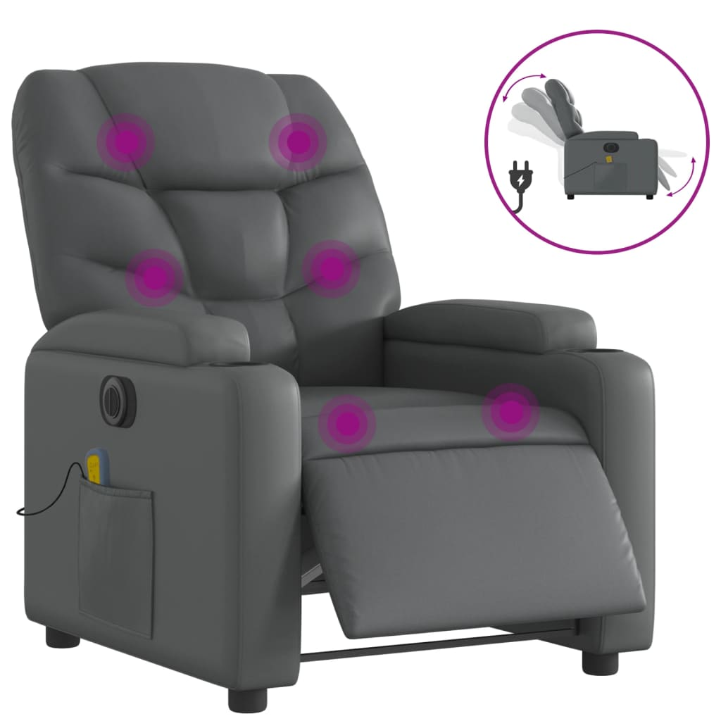 szürke műbőr elektromos dönthető masszázsfotel (3204654)