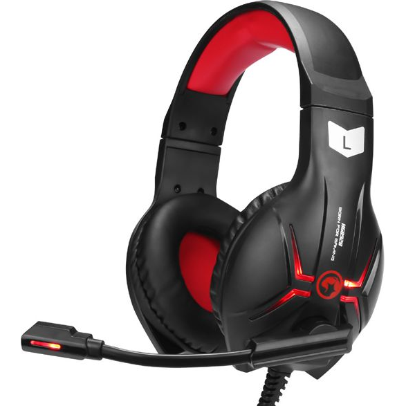 Căști de gaming Marvo HG8928 cu microfon, 40 mm, negru-roșu