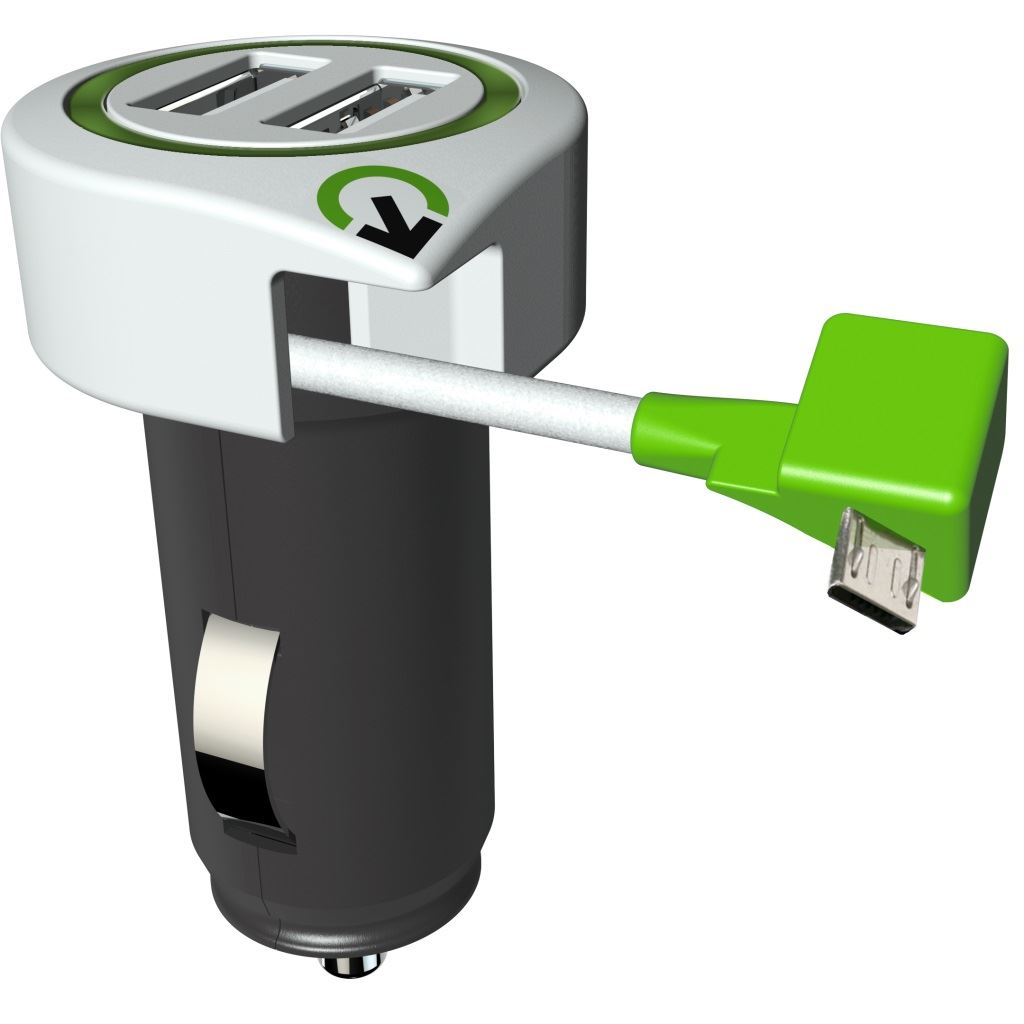 Q2 Power 3.100110 autós töltő 2xUSB és Micro USB csatlakozóval (3.100110)