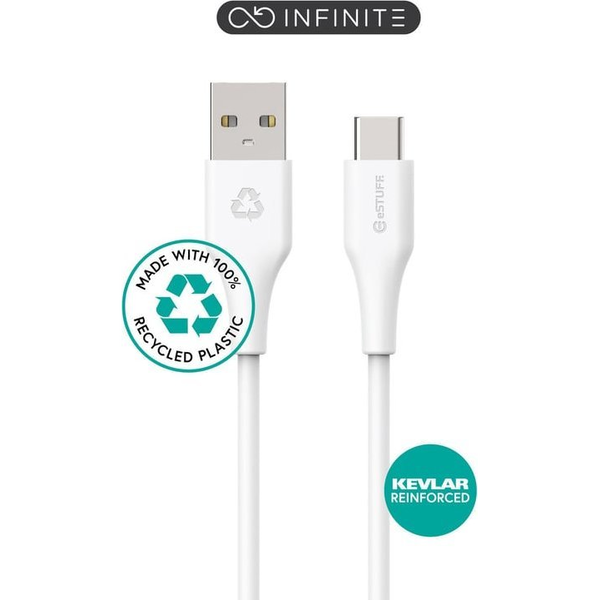 eSTUFF INFINITE kabel USB C-A 1m, bel 60W, 480Mbps, recikl. plastika