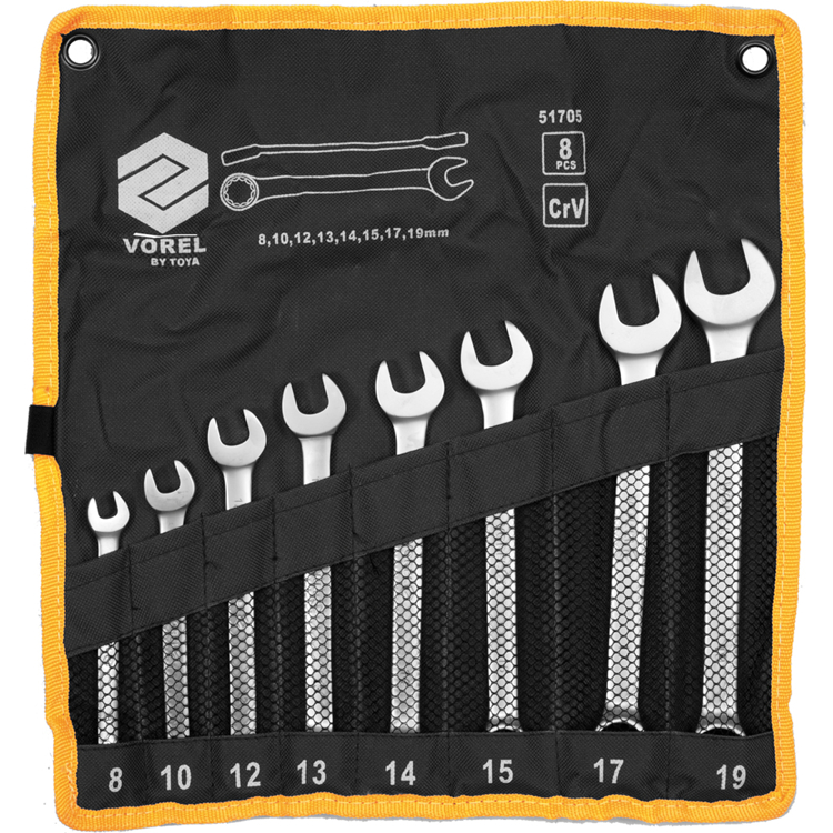 VOREL VILLÁSKULCS KÉSZLET CRV 8-19MM 8 DB-OS KÉSZLET 51705 (51705)