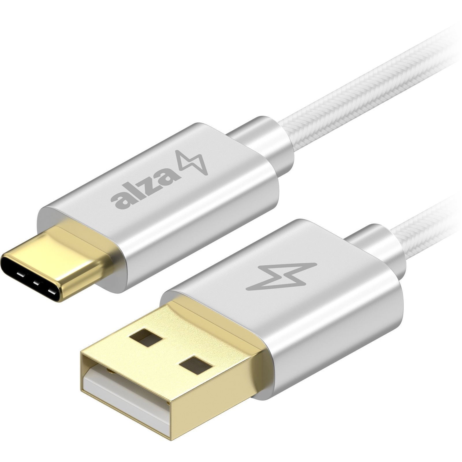 AlzaPower AluCore Charge USB-A to USB-C 2.0 3m, fehér (APW-CBTC2030S)