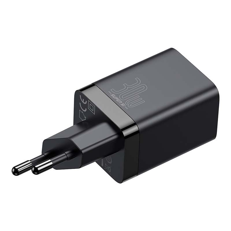 Baseus Super Si Pro gyorstöltő USB + USB-C 30W, fekete (CCSUPP-E01) (CCSUPP-E01)