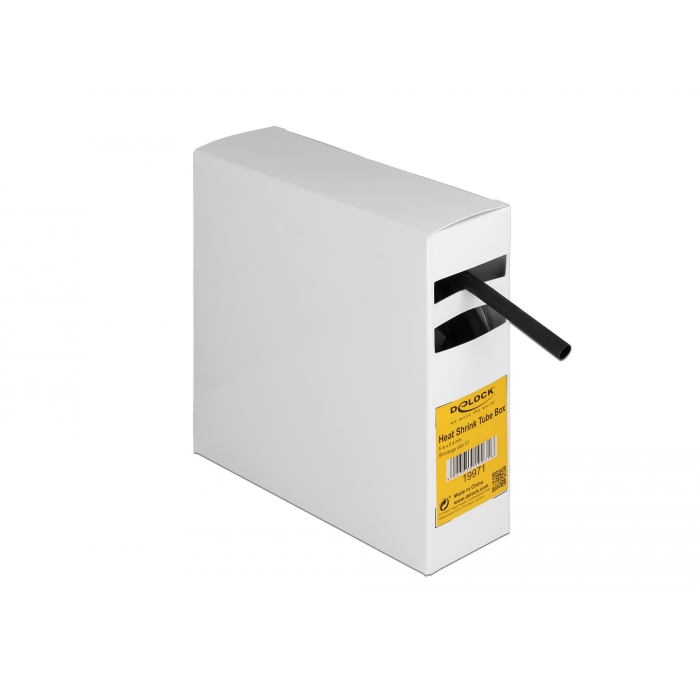 Delock Hűtő kiegészítő doboz öntapadó, 3:1 arányú összehúzódó belsővel, 5 m x 6,4 mm fekete (19971) (19971)