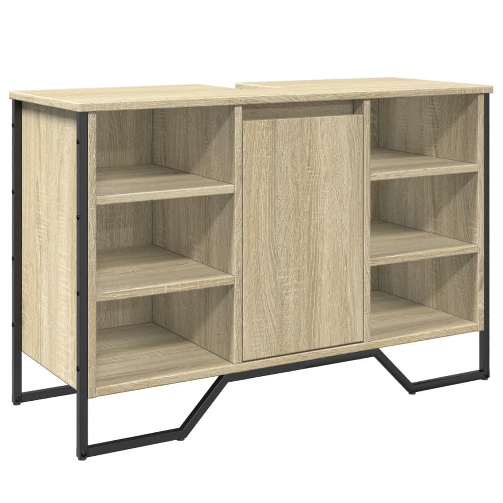 sonoma tölgy szerelt fa fürdőszobai mosdószekrény 91x35x60 cm (848665)