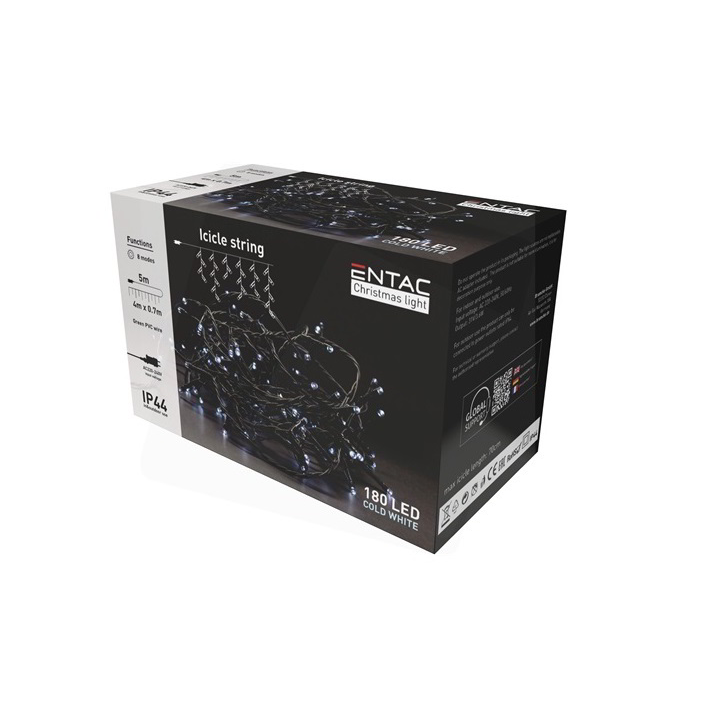 Entac ECL-I180CW Kül-/Beltéri LED fényfüzér 4m - Hideg fehér (ECL-I180CW)