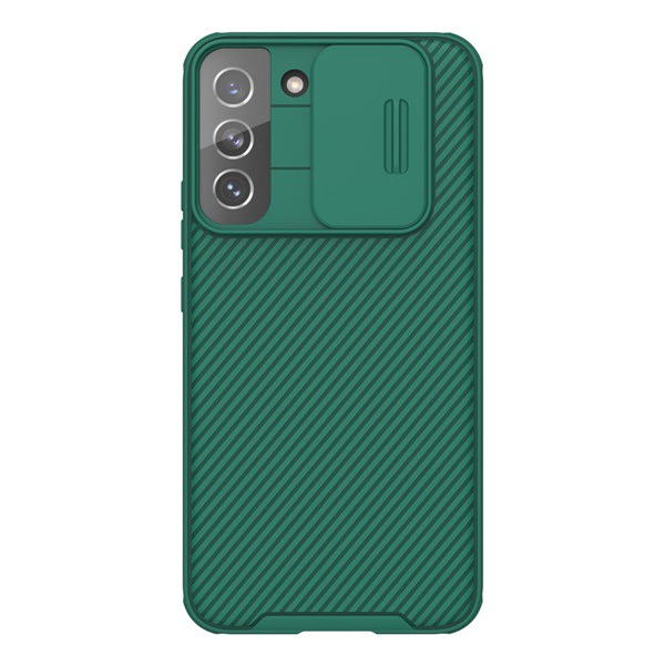 NILLKIN CAMSHIELD PRO műanyag telefonvédő (szilikon keret, közepesen ütésálló, kamera védelem, csíkos minta) SÖTÉTZÖLD [Samsung Galaxy S22 Plus 5G (SM-S906)] (5996591117645)