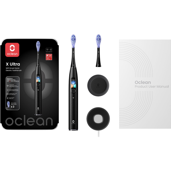 Sonický kartáček OCLEAN X Ultra Černý 2 hroty rukojeť