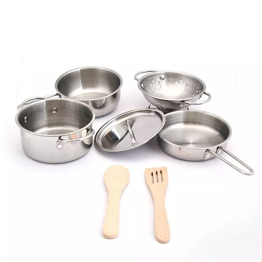 Manyuk Toys 7 darabos Rozsdamentes játék edénykészlet - Ezüst (G5)