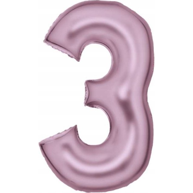 Lustre Szám Fólia Lufi - 3-as, 86 cm, Rózsaszín (9917325)