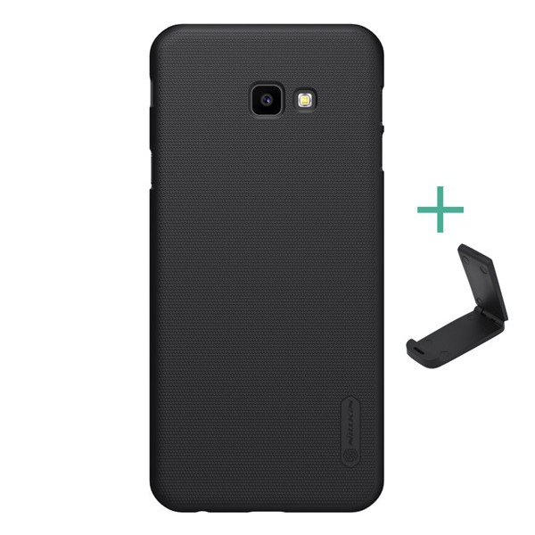 NILLKIN SUPER FROSTED műanyag telefonvédő (gumírozott, érdes felület + asztali tartó) FEKETE [Samsung Galaxy J4 Plus (SM-J415F)] (5996457820962)