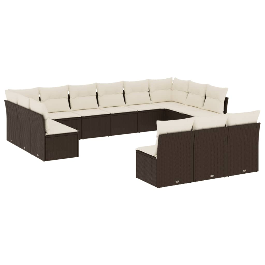 13 részes barna polyrattan kerti ülőgarnitúra párnákkal (3250232)