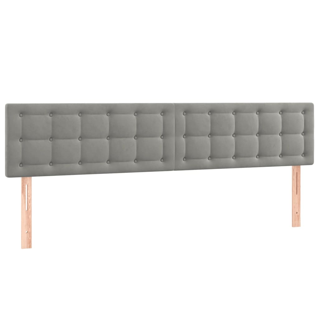 2 db világosszürke bársony fejtámla 100x5x78/88 cm (346530)