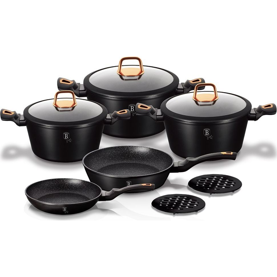 BerlingerHaus BH/1645N Black Rose Collection Edénykészlet - Kovácsolt Alumínium, Matt Fekete, Rose Gold (BH-1645)